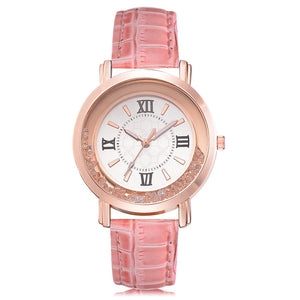 Rhinestone Leather Bracelet Wristwatch