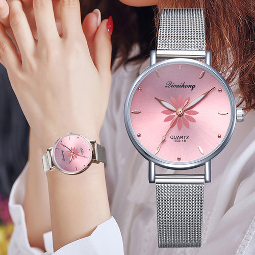 Flowers Metal Wrist Watch